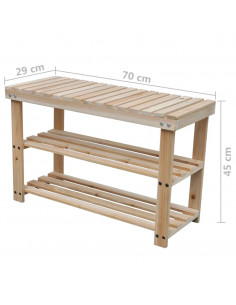 Scarpiera 2 in 1 con Piano d'Appoggio 2 pz in Legno Massello