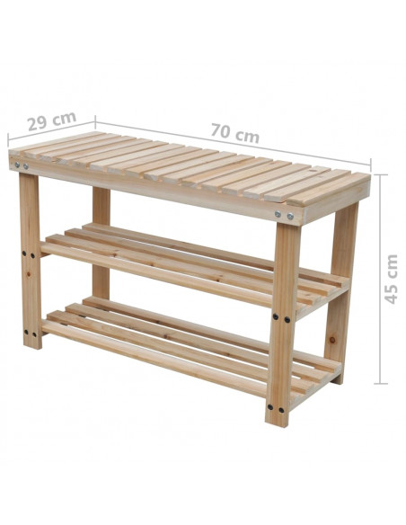 Scarpiera 2 in 1 con Piano d'Appoggio 2 pz in Legno Massello