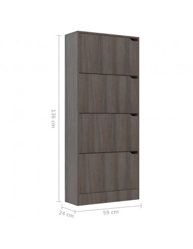 Scarpiera 4 Ante Grigio Rovere Sonoma 59x24x136cm Multistrato