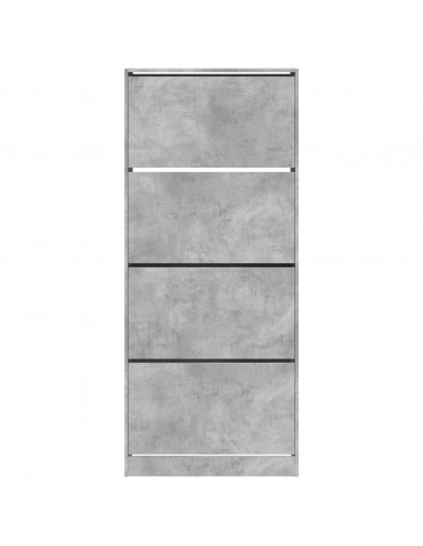Scarpiera 4 Cassetti Ribaltabili Grigio Cemento 80x34x187,5 cm