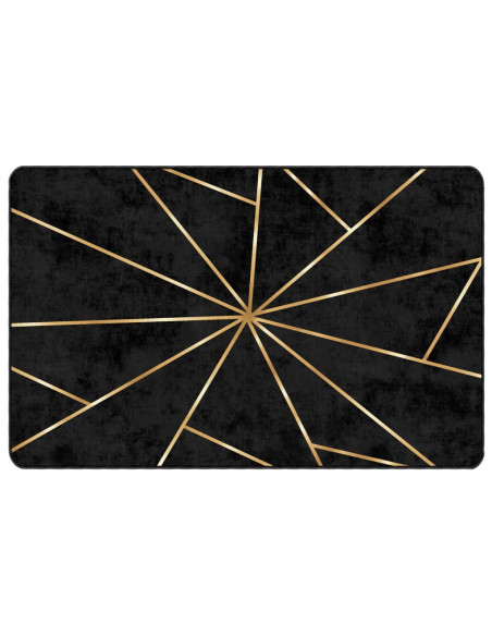 Tappeto Lavabile Nero e Oro 190x300 cm Antiscivolo