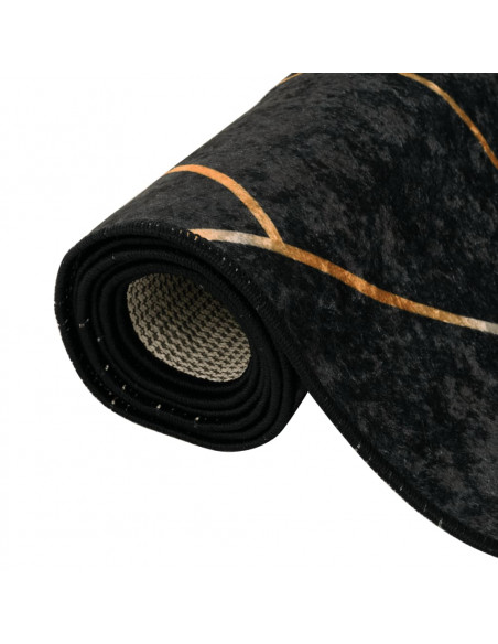 Tappeto Lavabile Nero e Oro 190x300 cm Antiscivolo