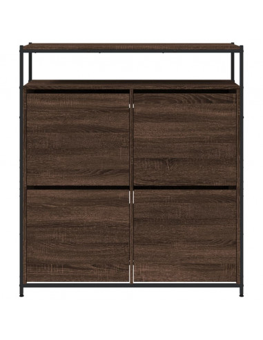 Scarpiera 4 Cassetti Ribaltabili Rovere Marrone 100x34x112 cm