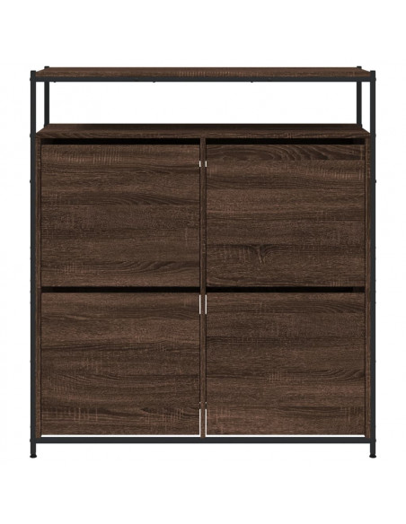 Scarpiera 4 Cassetti Ribaltabili Rovere Marrone 100x34x112 cm