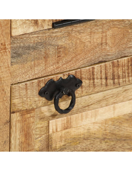 Scarpiera 4 Livelli con Cassetto Legno Massello di Mango Grezzo