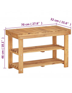 Scarpiera 70x32x46 cm in Legno Massello di Acacia