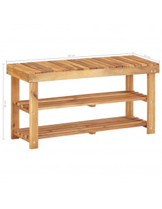 Scarpiera 90x32x46 cm in Legno Massello di Acacia