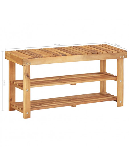 Scarpiera 90x32x46 cm in Legno Massello di Acacia