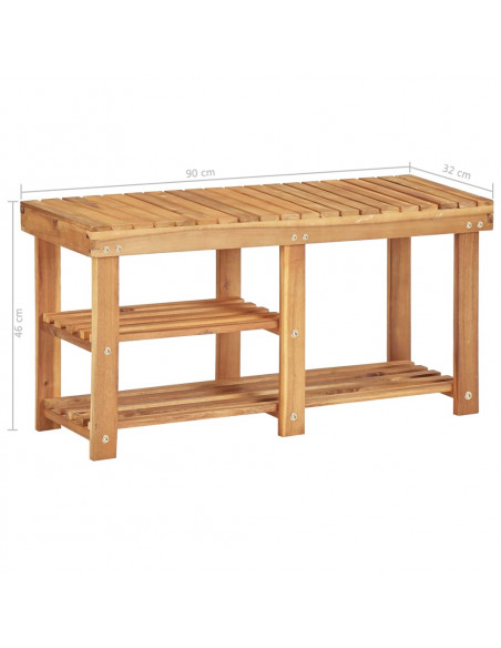 Scarpiera 90x32x46 cm in Legno Massello di Acacia
