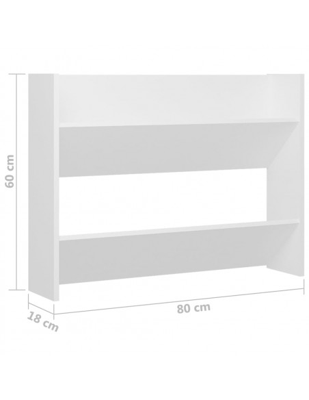 Scarpiera a Muro Bianca 80x18x60 cm in Legno Multistrato