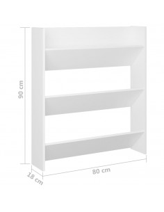 Scarpiera a Muro Bianca 80x18x90 cm in Legno Multistrato