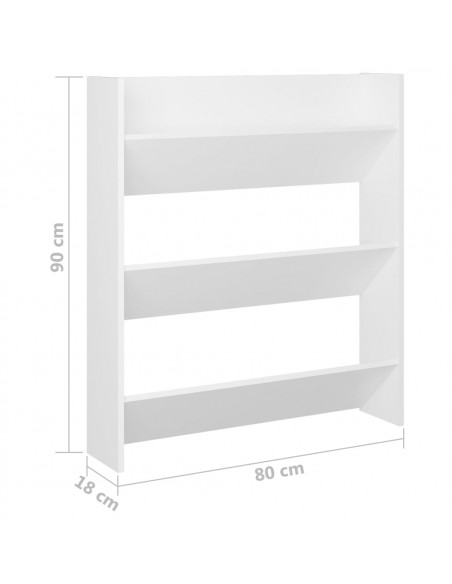 Scarpiera a Muro Bianca 80x18x90 cm in Legno Multistrato