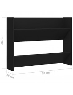Scarpiera a Muro Nera 80x18x60 cm in Legno Multistrato