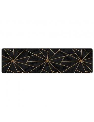 Tappeto Lavabile Nero e Oro 80x300 cm
