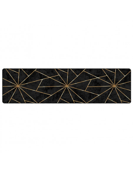 Tappeto Lavabile Nero e Oro 80x300 cm