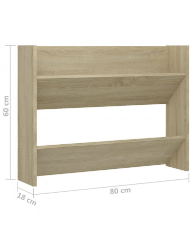 Scarpiera a Muro Rovere Sonoma 80x18x60 cm in Legno Multistrato