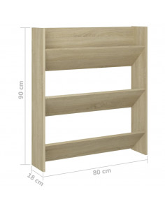 Scarpiera a Muro Rovere Sonoma 80x18x90 cm in Legno Multistrato