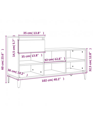 Scarpiera Bianca 102x36x60 cm in Legno Multistrato
