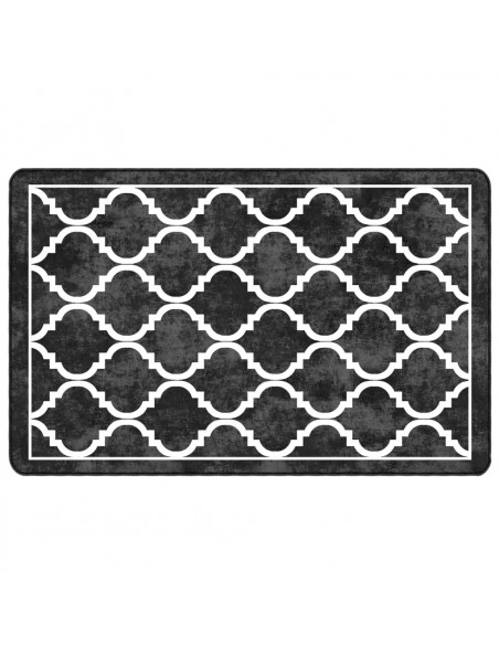 Tappeto Lavabile Nero e Bianco 190x300 cm Antiscivolo