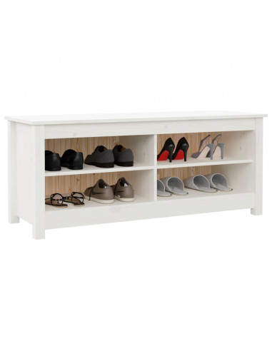 Scarpiera Bianca 110x38x45,5 cm in Legno Massello di Pino