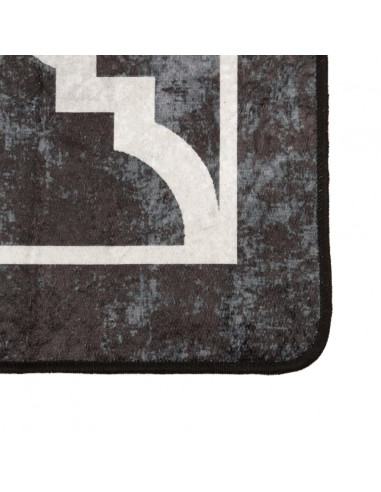 Tappeto Lavabile Nero e Bianco 190x300 cm Antiscivolo