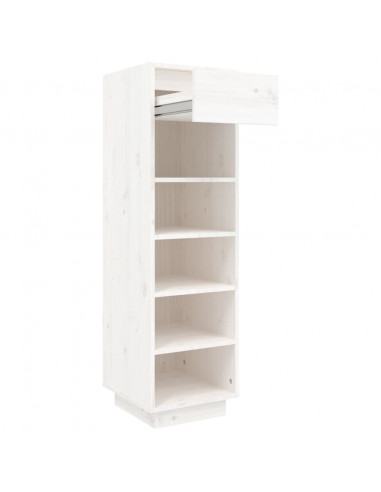 Scarpiera Bianca 30x34x105 cm in Legno Massello di Pino