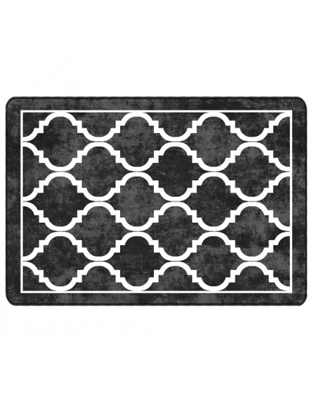 Tappeto Lavabile Nero e Bianco 120x180 cm Antiscivolo