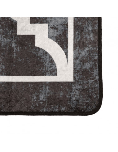 Tappeto Lavabile Nero e Bianco 120x180 cm Antiscivolo