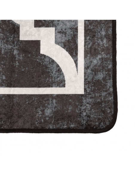 Tappeto Lavabile Nero e Bianco 120x180 cm Antiscivolo