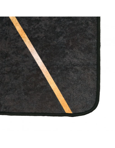 Tappeto Lavabile Nero e Oro 160x230 cm Antiscivolo