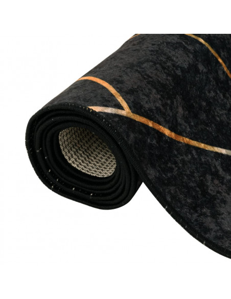 Tappeto Lavabile Nero e Oro 160x230 cm Antiscivolo