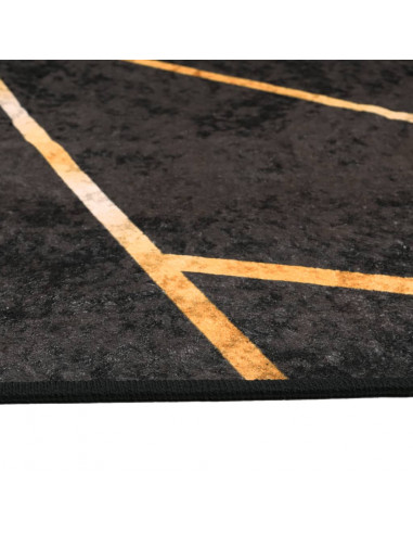 Tappeto Lavabile Nero e Oro 160x230 cm Antiscivolo