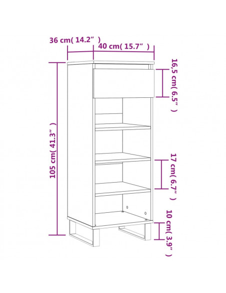 Scarpiera Bianca 40x36x105 cm in Legno Multistrato