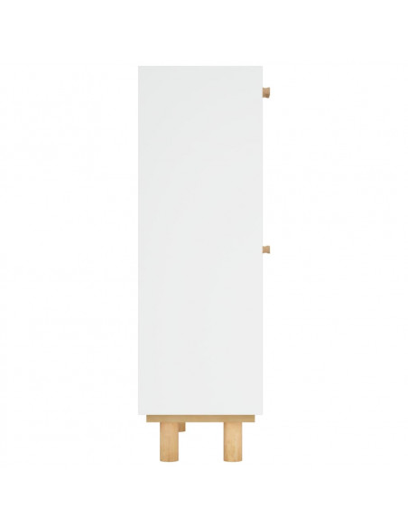 Scarpiera Bianca 52x25x80cm Legno Multistrato e Rattan Naturale