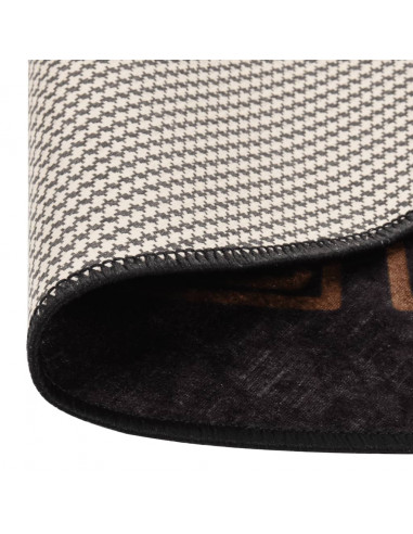 Tappeto Lavabile Nero e Oro Ø 200 cm Antiscivolo