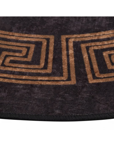 Tappeto Lavabile Nero e Oro Ø 200 cm Antiscivolo