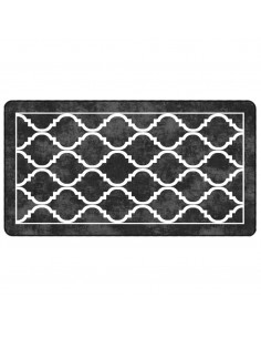 Tappeto Lavabile Nero e Bianco 80x150 cm Antiscivolo