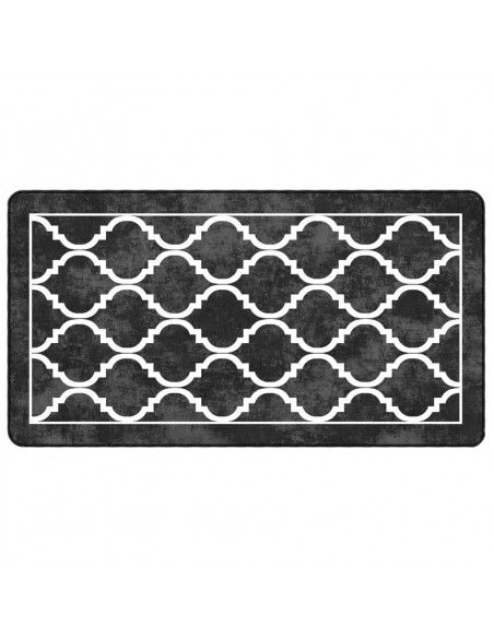 Tappeto Lavabile Nero e Bianco 80x150 cm Antiscivolo