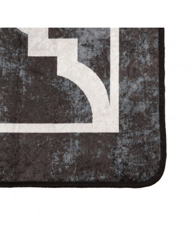 Tappeto Lavabile Nero e Bianco 80x150 cm Antiscivolo