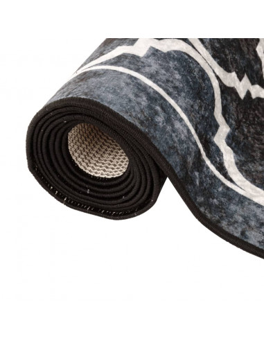 Tappeto Lavabile Nero e Bianco 80x150 cm Antiscivolo