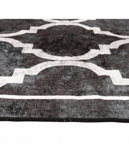 Tappeto Lavabile Nero e Bianco 80x150 cm Antiscivolo