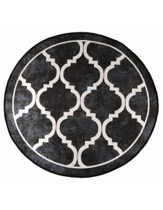 Tappeto Lavabile Nero e Bianco Ø 120 cm Antiscivolo