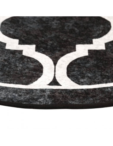 Tappeto Lavabile Nero e Bianco Ø 120 cm Antiscivolo