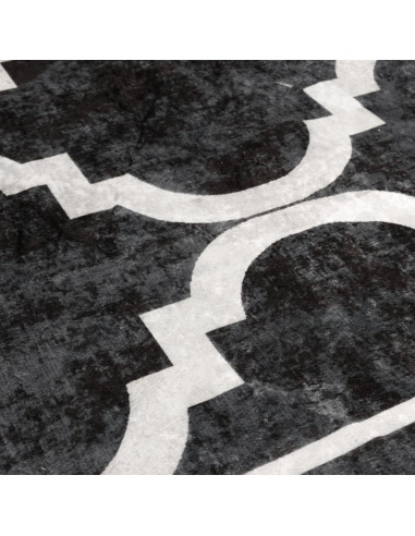 Tappeto Lavabile Nero e Bianco Ø 120 cm Antiscivolo