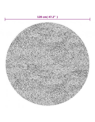 Tappeto Lavabile Nero e Bianco Ø 120 cm Antiscivolo