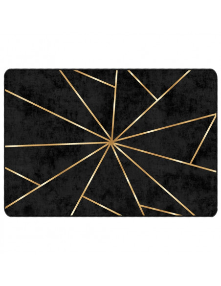 Tappeto Lavabile Nero e Oro 120x180 cm Antiscivolo