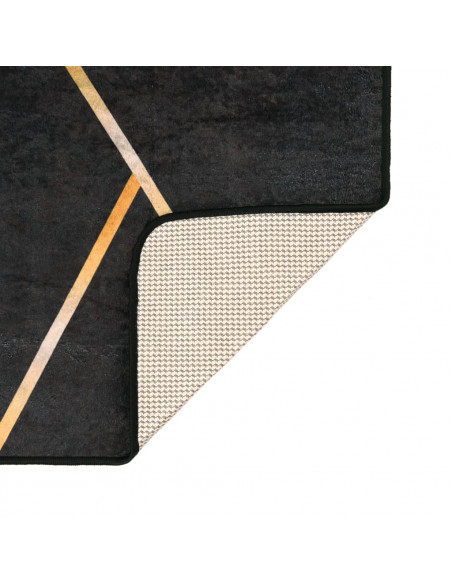 Tappeto Lavabile Nero e Oro 120x180 cm Antiscivolo