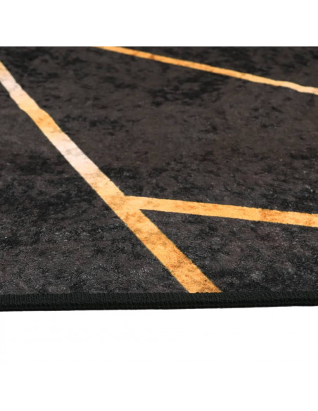 Tappeto Lavabile Nero e Oro 120x180 cm Antiscivolo