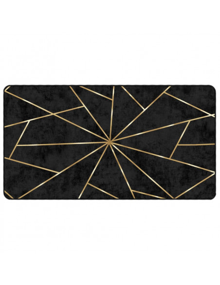 Tappeto Lavabile Nero e Oro 80x150 cm Antiscivolo