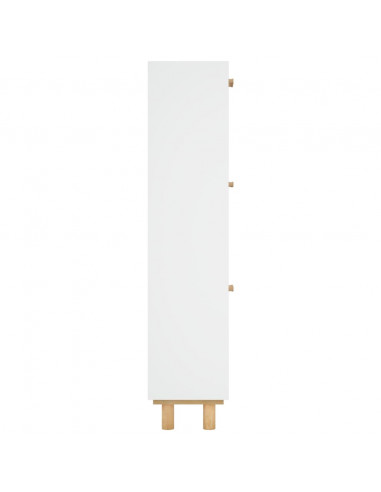 Scarpiera Bianca52x25x115cm Legno Multistrato e Rattan Naturale